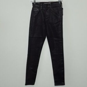 Joe's Jeans High Rise Skinny Ankle Jeans 23 Plum Coated Metallic Stretch Purple